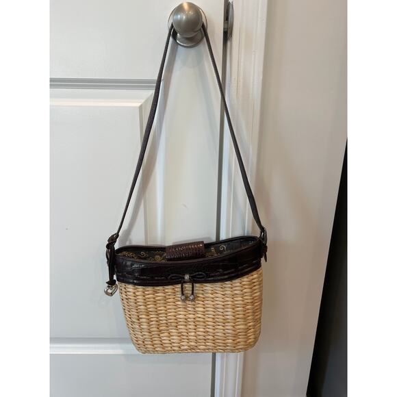 Brighton straw & leather shoulder bag purse - Picture 2 of 5